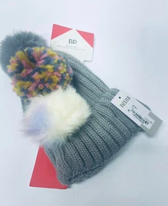 Gorro de invierno Nordstrom BP gris tejido Pick-A-Pom nuevo con etiquetas - Imagen 1 de 5