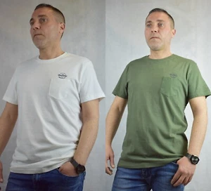 T-shirt cotone magliette uomo manica corta con stampa taschino Bianca xl 2xl 3xl - Picture 1 of 18