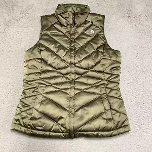 The North Face Vest Womens Small Goose Down Full Puffer Green Full Zip - Picture 1 of 8