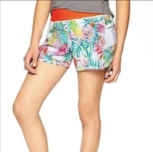 Athleta Girl shorts 8-10 Record Breaker Tropical Print Lined Side Pockets leaf - Picture 1 of 7