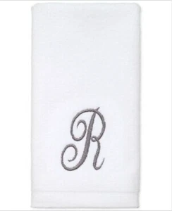Avanti Script Monogram Cotton Fingertip Towel Lotion Pump 3-Pc. Gift Box Set "R" - Picture 1 of 4