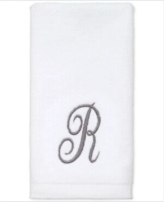 Avanti Script Monogram Cotton Fingertip Towel Lotion Pump 3-Pc. Gift Box Set "R" - Image 1 of 4