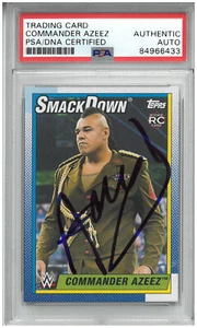 COMMANDER AZEEZ SIGNED AUTOGRAPH SLABBED WWE 2021 TOPPS HERITAGE CARD PSA DNA - Picture 1 of 2