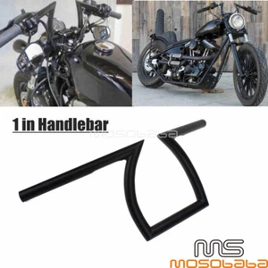 1" Z-Bar Drag Ape Hanger Handlebar 8-3/4" Rise for Chopper Bobber Custom - Black - Picture 1 of 9