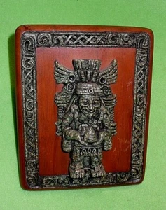 Scultura intagliata originale Arte-Mex Messico AZTECA SACRA RELIGIOSA montata Vintage - Foto 1 di 5
