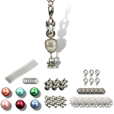 6 Stück Bastelset Osterhase Anhänger Charms Hase Ostern Perlen Glücksbringer - Bild 1 von 4
