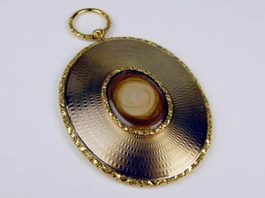 10 kt Yellow Gold Large VICTORIAN Mourning Ghost Mirror Hair Pendant A1719 - Picture 1 of 9
