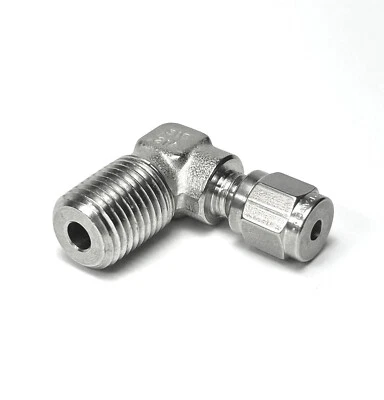 MALE ELBOW 1/8" TUBE OD COMPRESSION X 1/4" MALE NPT 316 SST GYROLOK HOKE 2LM4316 - Image 1 of 2