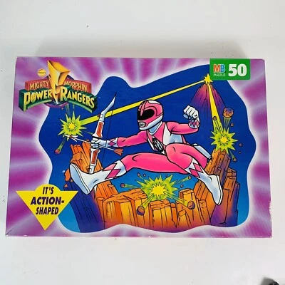 Rompecabezas de 50 piezas MB Mighty Morphin Power Rangers Pink Ranger 1994 en forma de acción Foto 1 de 4