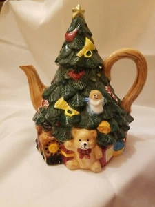 Vintage Christmas Tree teapot 8' JAY import company ceramic Sculpted Pitcher 95' - Picture 1 of 12