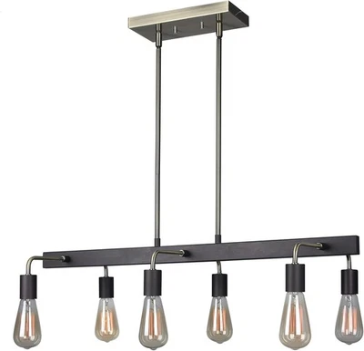 Iluminación Woodbridge Ethan 6 luces en latón cepillado/bronce - 16127BRB-G125 Foto 1 de 2