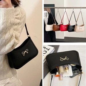 PU Leather Shoulder Bag Solid Color Underarm Bag Messenger Crossbody Bag Women - Picture 1 of 17