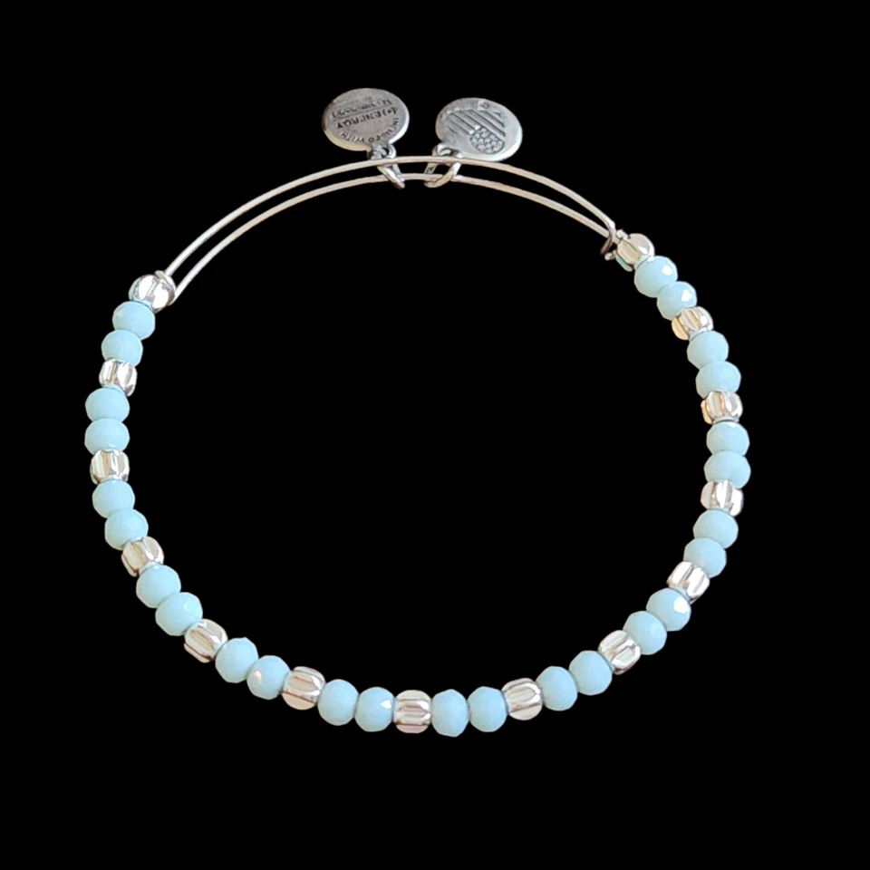 Brazalete Brazalete Alex And Ani Azul Claro y Plata Cuentas de Vidrio Plata Foto 1 de 3