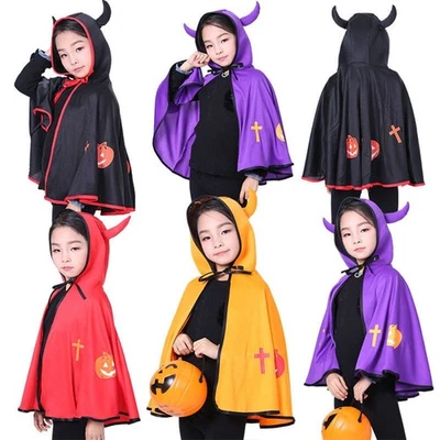 Hooded Cloak Children Day Witch Cosplay Costume Cosplay Props Devil Horn AU - image 1 of 4