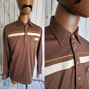G. Davids Paris Pullover SHIRT Brown Stripe -Small- Vintage Mod 70s DC83S - Picture 1 of 11