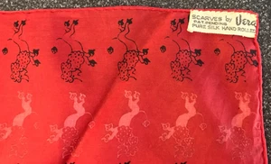 Vintage Vera Silk Dog Poodle Scarf 15.5" x 16" Hand Rolled Hem - Picture 1 of 5