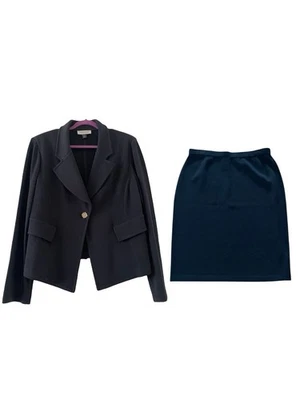 St John Chaqueta Falda Santana Tejido Lana Carrera Diseñador Traje Clásico Foto 1 de 4