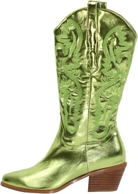 Botas de Vaquero Richealnini para Mujer Bordadas Pull-On Media Pantorrilla Botines  Foto 1 de 4