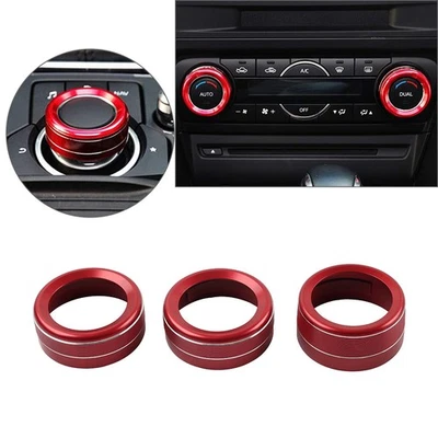 Red AC Climate Control Knob Ring Covers For Mazda 3 2014-2018 CX-5 2016-2019 - image 1 of 4
