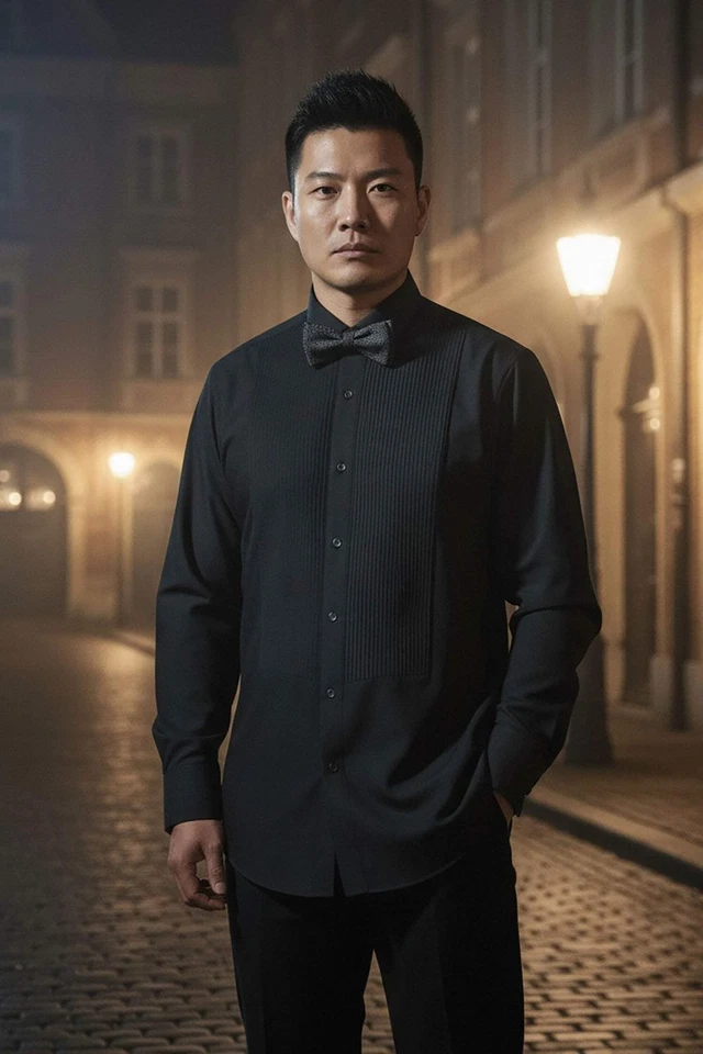 BARABAS Men's Tuxedo Wing Collar French Cuffs Long Sleeve Shirt 4txs02 - Image 1 of 4