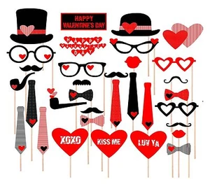 Accesorios para cabina de fotos del Día de San Valentín unidos al palo, boda, vendedor de EE. UU. - Imagen 1 de 2