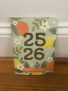 Calendario Planificador Círculo Naranja 2025 2026 Mensual Nuevo Moda Bolsillo Fruta Flora - Imagen 1 de 3
