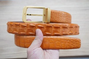 Orange Hornback Genuine Croc Leather Men's Belt  W 1.3" G001 - Picture 1 of 6
