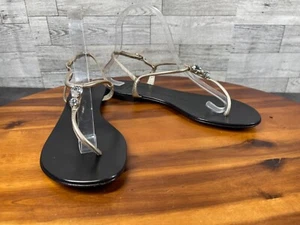 Giuseppi Zanotti Crystal Sandals Women 7.5M Shoes Gold Leather Slingback Comfort - Picture 1 of 20