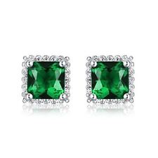 925 Sterling Silver Earrings Green Emerald Zirconia Jewellery
