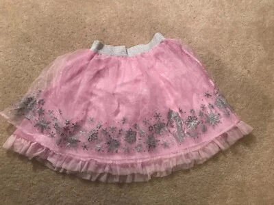 Disney Girls Skirt VGUC Pink with tulle layer with Glittery Silver Swans, Sz XL - Image 1 of 4