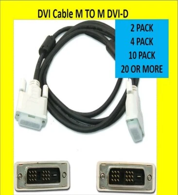 LOT DVI-D 2 DVI-D Cable Dual Link Male 2 Male DVI 24+1 Pins Monitor Display Cord - Image 1 of 2
