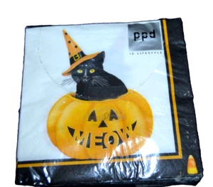 Servilletas de papel para bebidas HALLOWEEN BLACK CAT MAULLIDO 20 PPD 3 CAPAS ALEMANIA a base de agua - Imagen 1 de 2