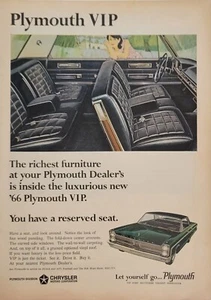 Plymouth '66 1965 VIP lujoso modelo de panel de madera ventanas curvas anuncio impreso de colección - Imagen 1 de 1