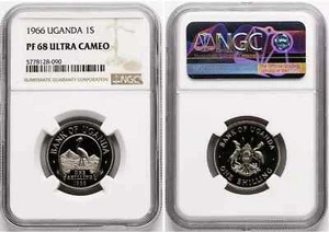 UGANDA 1 SHILLING 1966 KM NGC PF 68 ULTRA CAMEO EXCELLENT POP - Picture 1 of 1