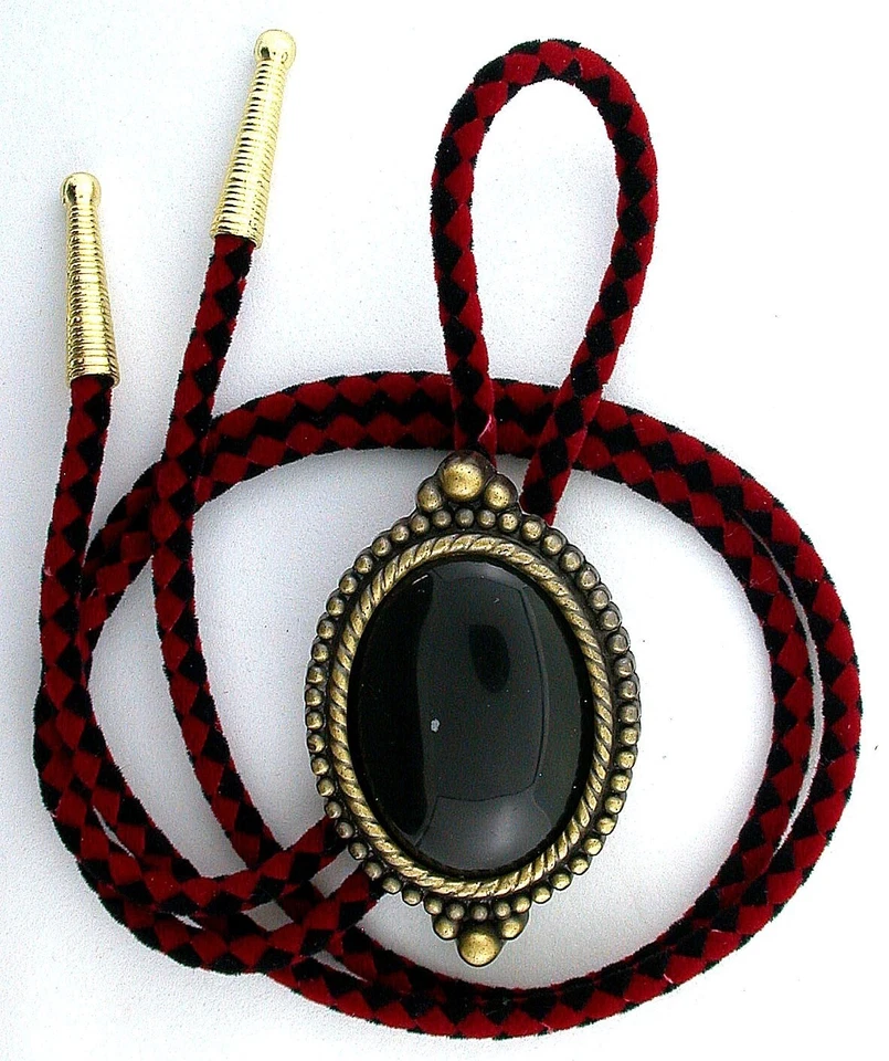 Cabujón de obsidiana ovalado con cabujón piedra preciosa bolo corbata con cordón EPBT35N-121122 Foto 1 de 3