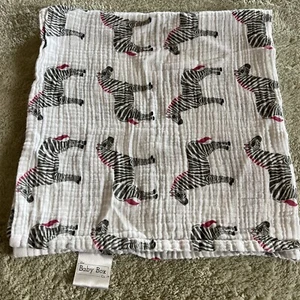 The Baby Box Co. White Black Pink Zebra Large Baby Burp Cloth - Picture 1 of 4