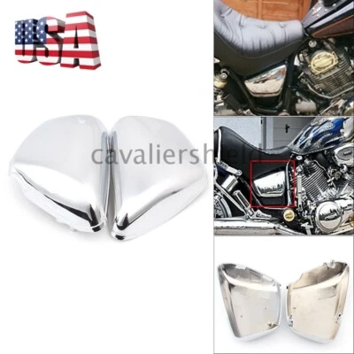 Cubierta de carenado de batería cromada izquierda derecha para Yamaha 700 750 1000 1100 Virago Foto 1 de 4