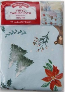 BUDGET MENGE ZWEI VINYL-TISCHDECKEN HOLIDAY TIME 70" WINTER WOODS NEU [HDX4] - Bild 1 von 2