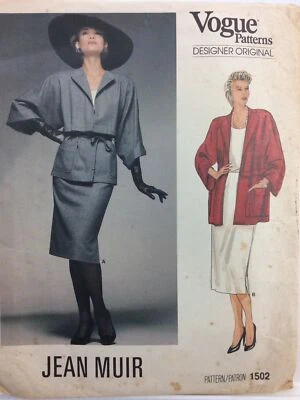 Chaqueta falda Jean Muir 1985 Vogue 1502 de colección patrón de costura diseñador talla 10 Foto 1 de 4