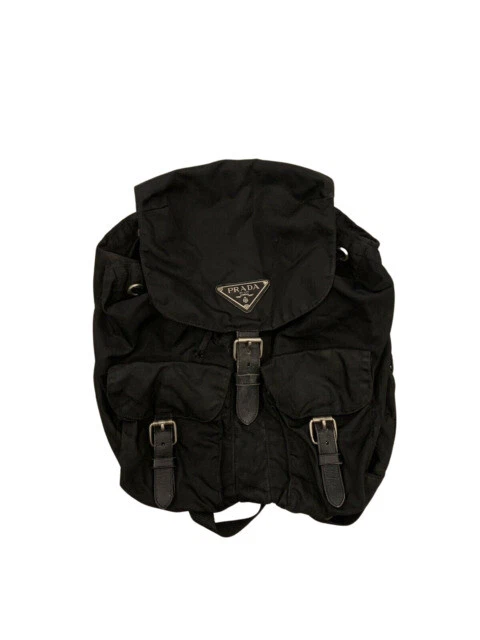 PRADA Buckle Closure Backpack Medium Black Nylon