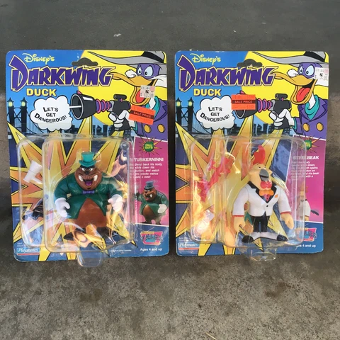 Vintage Lot of 2 1991 Darkwing Duck Playmates Steelbeak Tuskerninni NIP Figures Cover