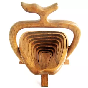 Handcrafted Collapsable Wood Apple Basket Trivet - Picture 1 of 6