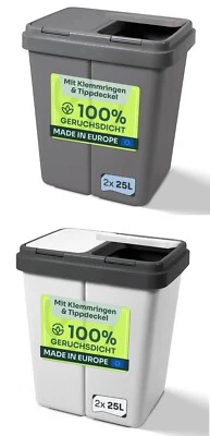 Mülleimer Abfalleimer Müllbehälter Duo BIN Kunststoff Mülltrennsystem 2 fach - Bild 1 von 3