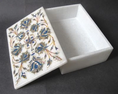 6"x4"x2" Marble Jewelry Storage Box Marquetry Floral Inlay Work Home Decor - Image 1 of 4