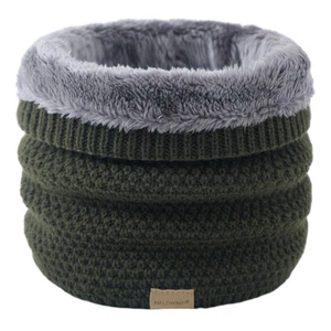 Plush Lining Head Neck Scarves Thicken Knitted Ring Scarf Women Men Winter Scarf - Picture 1 of 31