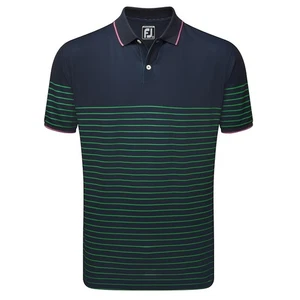 NWT FootJoy Breton Stripe Stretch Pique Golf Polo - Navy/Sea Green XL - Picture 1 of 3