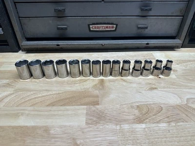 Juego de enchufes métricos de 6 puntos NOS Craftsman EE. UU. 1/2 9 mm-22 mm G1/G2 14 piezas Foto 1 de 4