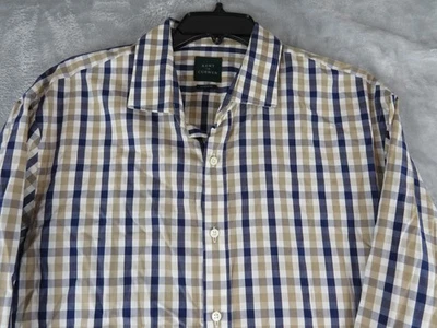 Kent and Curwen Shirt Mens 2XL Blue Brown White Check Plaid Classic Fit Cotton - Image 1 of 4