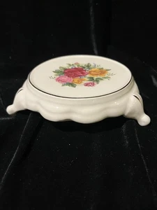 Vintage Royal Caldone Roses Footed Teapot Holder -Scalloped Edging - Picture 1 of 11