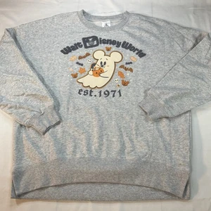 Disney Parks 2025 Halloween Mickey Mouse Ghost Sweatshirt Size Small Gray NEW - Picture 1 of 12